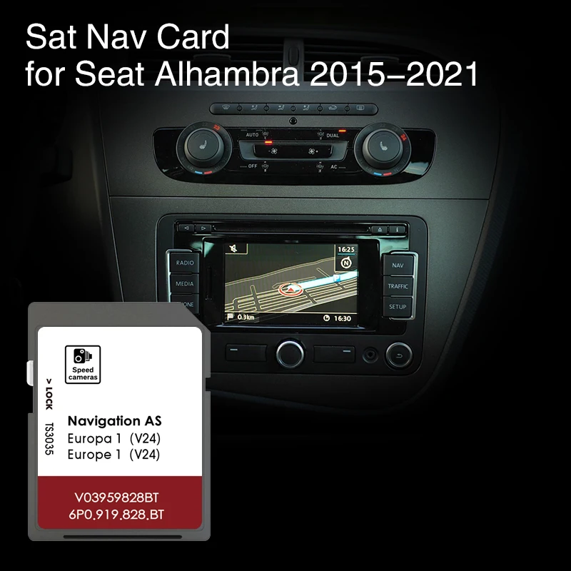 Scheda SD GPS per Sistema di Navigazione Seat Alhambra 2015-2021, Mappa AS V24 per Paesi Bassi, Germania, Francia