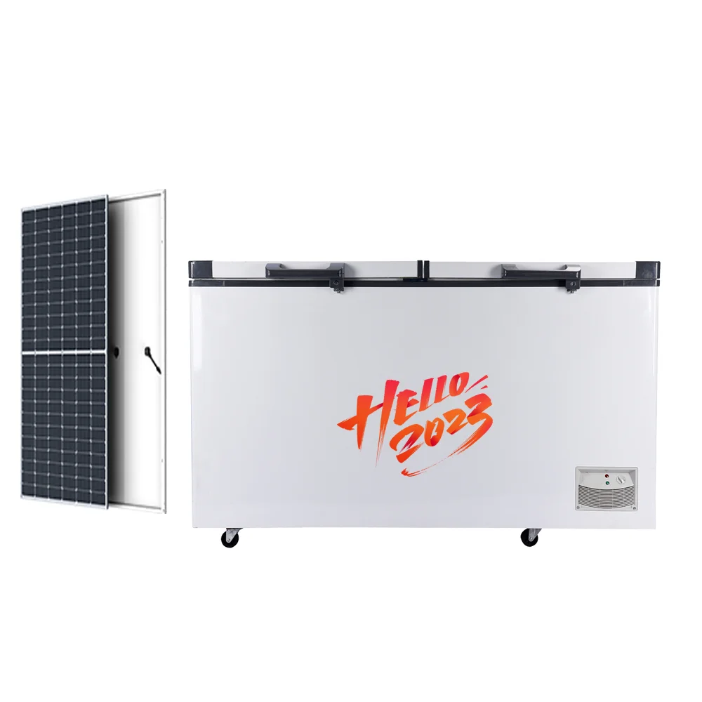 508L Solar Chest Freezer 12V/24V Power Advanced Cold Storage Solution double top open door run on solar energy big capacity