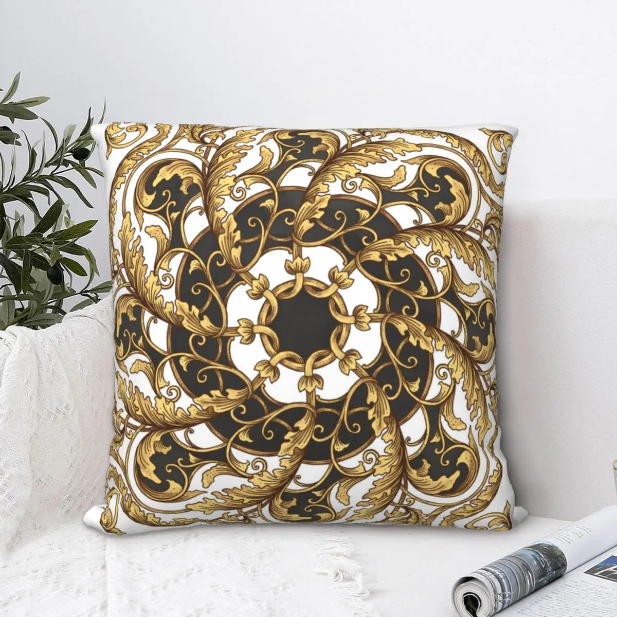 Classic Floral Mandala Square Pillowcase Polyester Pillow Cover Velvet Cushion Zip Decorative Comfort Throw Pillow for home Sofa nightmare teddy square pillowcase cushion cover creative zip home decorative throw pillow case sofa simple 45 45cm