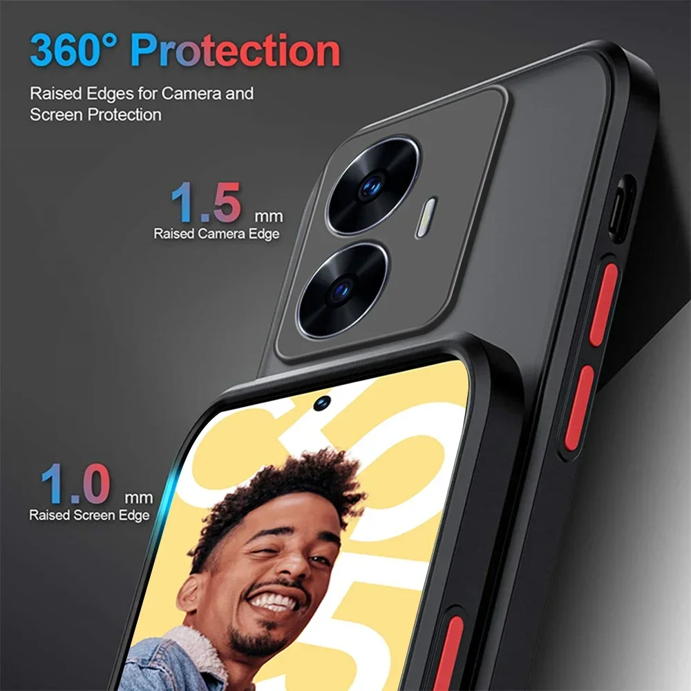Shockproof Matte Armor Silicone Edge Hard PC Back Case