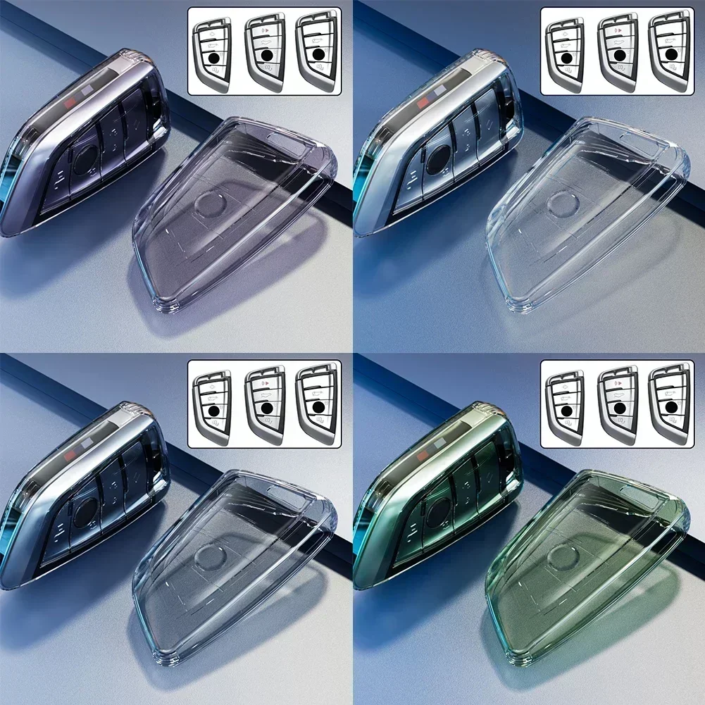 Car Transparent Key Case TPU Full Cover Protection Shell Bag for BMW F90 F48 G01 G02 F15 F85 F16 F86 F45 F46 G30/G31/G32/G11/G12