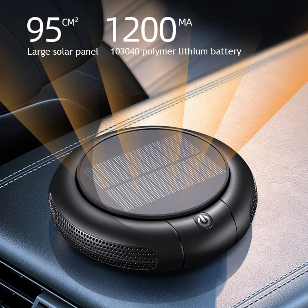 Solar Car Air Purifier Usb Oxygen Cleaner Negative Ion 1200Mah HEPA Filter PM2.5 Smoke Remover Interior Air Fresh Car Supplies air purifier