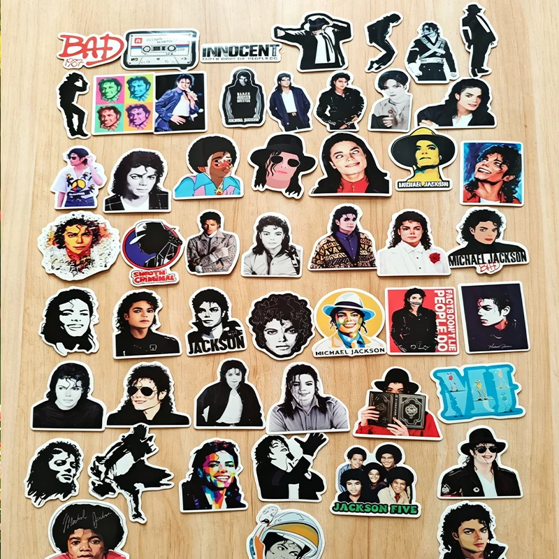 51 Adesivi Michael Jackson, Sticker Decorativi Fai-da-Te per Valigie, Auto, Tablet, Computer, Frigoriferi