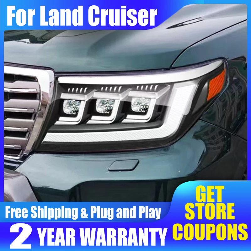 

Передние фары для Toyota Land Cruiser, передсветильник фары 2007-2015 LC200, светодиодные дневные ходовые огни, светодиодный динамический сигнал поворота, автоматический доступ