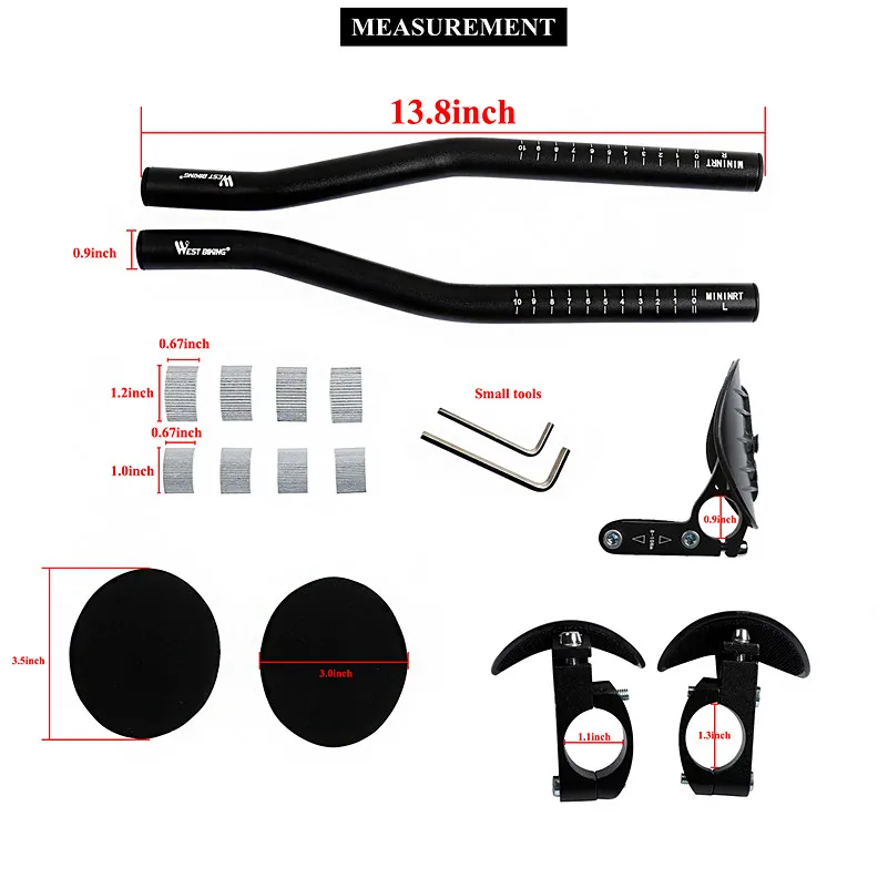 WEST BIKING Bicycle Handlebar Aluminum Alloy Rest Handlebar Aero Bars Triathlon Racing Bike TT Bar MTB Road Bike Accessories