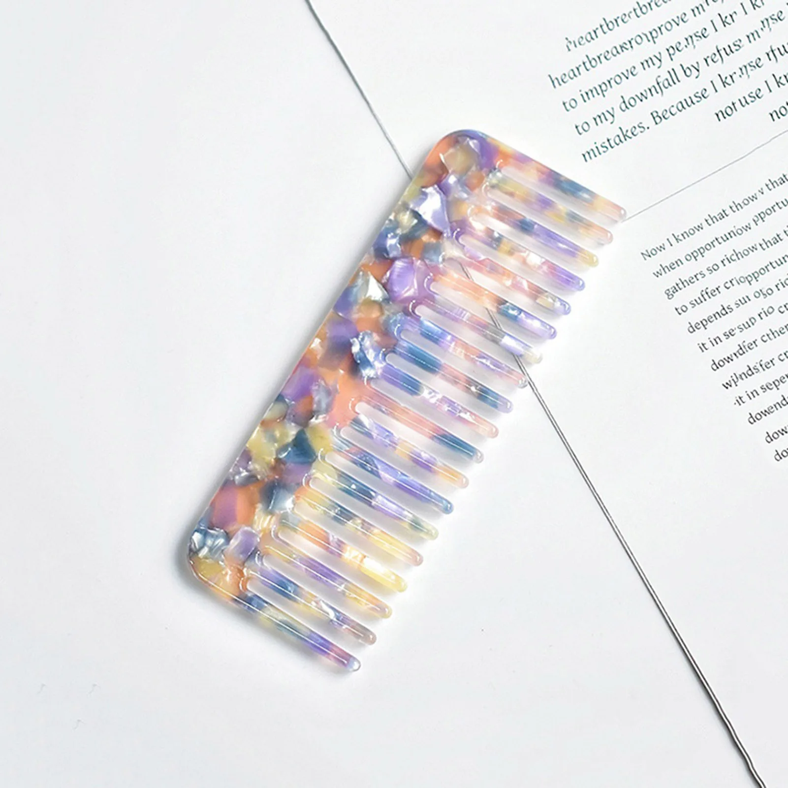 Colorful Hair Combs Fashion Wide Teeth Hairdressing Comb Marbling Anti-static Massage Hairbrush Professional Hair Styling Tools 3