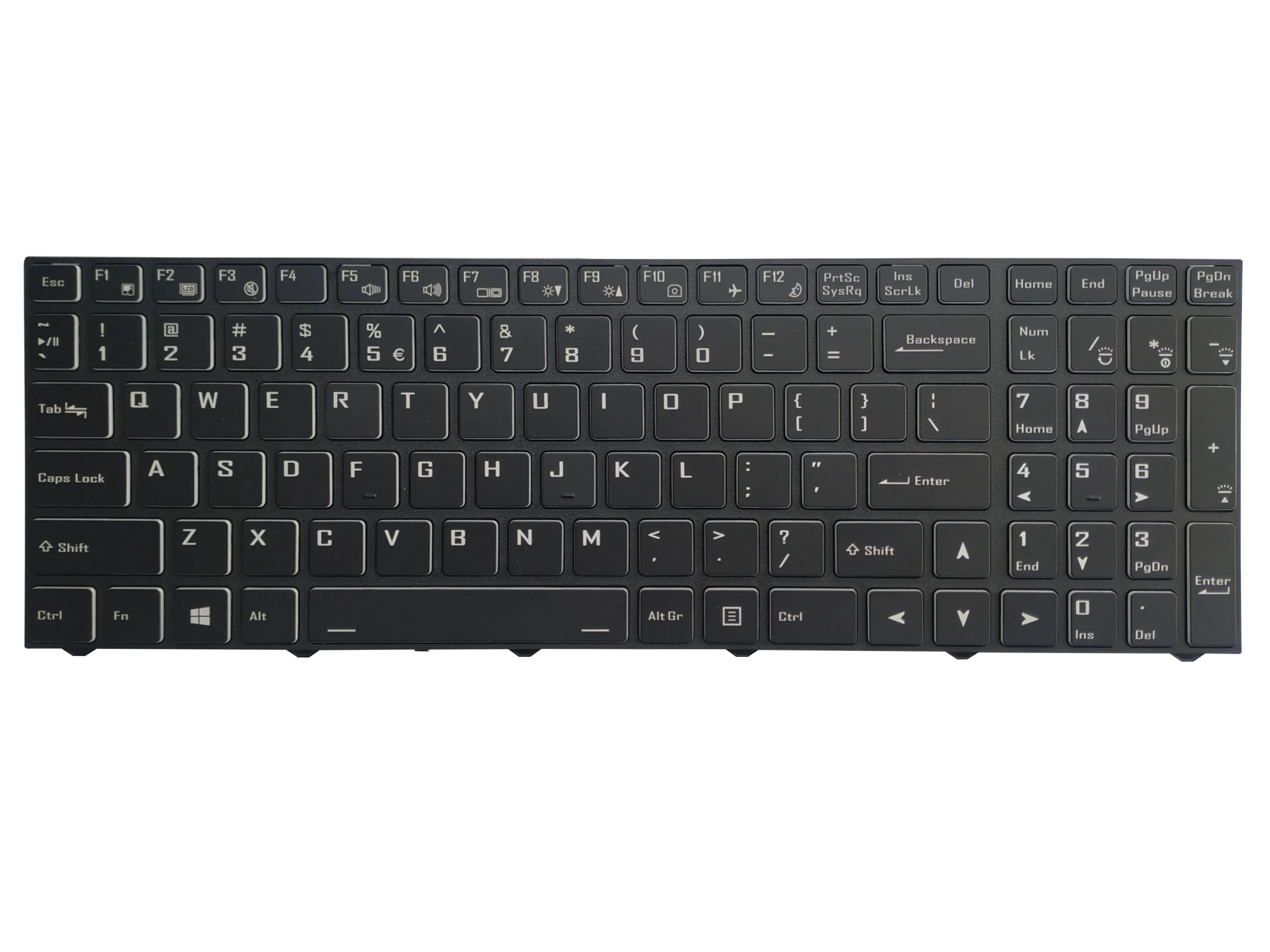 Teclado Retroiluminado Eua para Clevo Nh55 Nh57 Nh58 Nh70 Nh77 Nk50 Nk60 Nk70 Pb51df Pb50rc Pb70df Pb71df Pb71rc Inglês Preto Novo