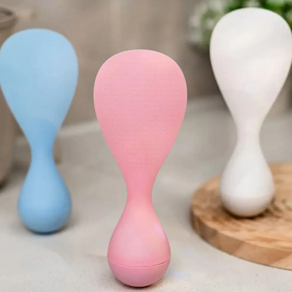Creative Tumbler Anti-Stick Plastic Rice Spoon Can Stand Cartoon Gravity Tumbler Kitchen Tool
