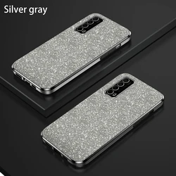 Glamorous Glitter Silicone Case with Camera Lens Protection - Soft Back Cover for Y7a (Silver)