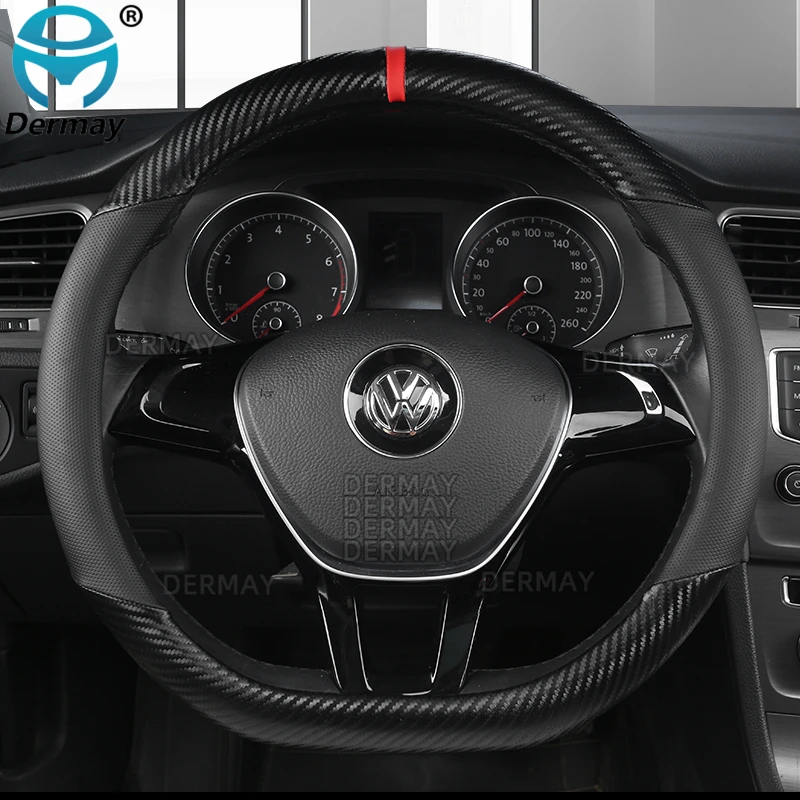 D Shape O shape Car Steering Wheel Cover Non-slip PU Leather For POLO GOLF 7 Scirocco Suzuki Swift Nissan Rogue