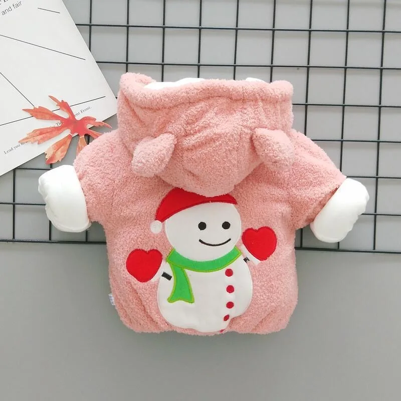Cute Snowman Boys Jacket Christmas Little Princess Baby Coats For Girls Autumn Winter Warm Hooded Outerwear Clothes 3-24M