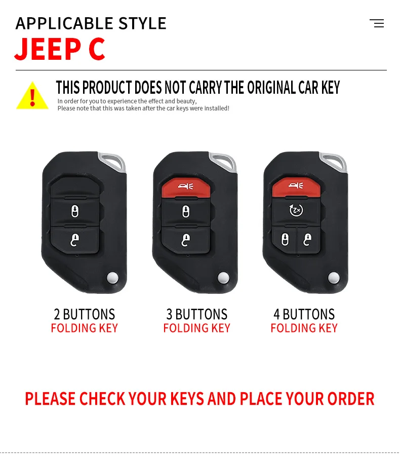 2 3 4 pulsanti copertura della cassa chiave dell'automobile per Jeep Wrangler JL TJ Gladiator JT 2019 2020 telecomando senza chiave accessori Auto portachiavi - S34be3444ac2a4b8a91bd8e4b22c28feeA