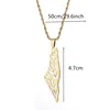 Stainless Steel Israel Palestine Map Pendant Necklace Country Geography Chain for Women Jewelry Gift 2