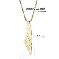 Stainless Steel Israel Palestine Map Pendant Necklace Country Geography Chain for Women Jewelry Gift 2