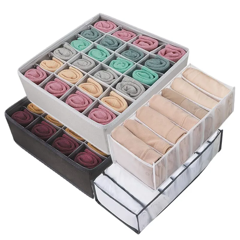 24 Lattice storage box Non Woven Socks Briefs Underwear Belt Ties Organizers Collapsible Wardrobe Cabinet Divider