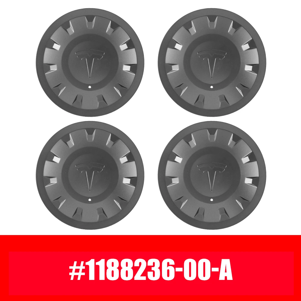 Tesla Model Y Black Center Cap Set (4-Pack) – OEM Take-Off 1188233-00-A