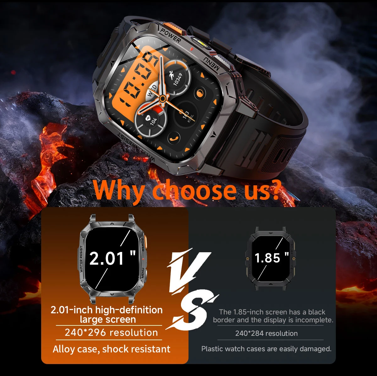 2026 New Exercise 1400mAh Battery Smart Watch Tracking 10ATM Waterproof Sports Tracker Outdoor Military blood oxygen detection 2
