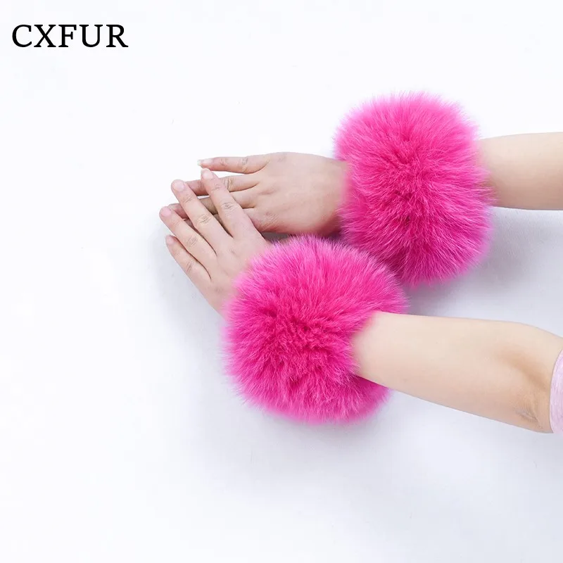 

Garment Decoration Winter Slap On Bracelets Real Fox Fur Cuffs CX-A-11