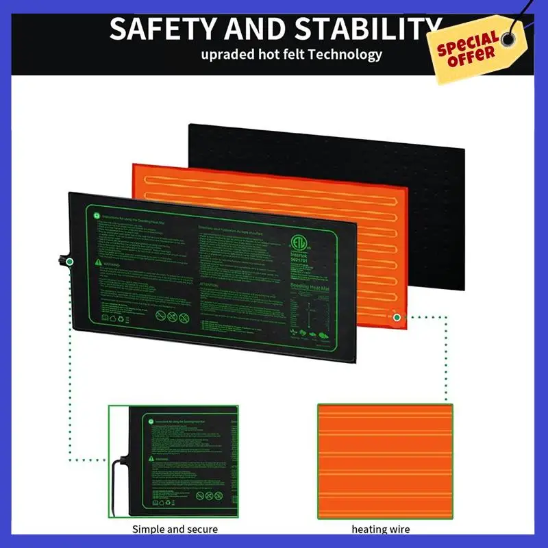 Seedling Heating Mat,Warm Hydroponic Heating Mat For Seed Starting,Indoor Gardening,Waterproof Plant Mat US Plug-A01P