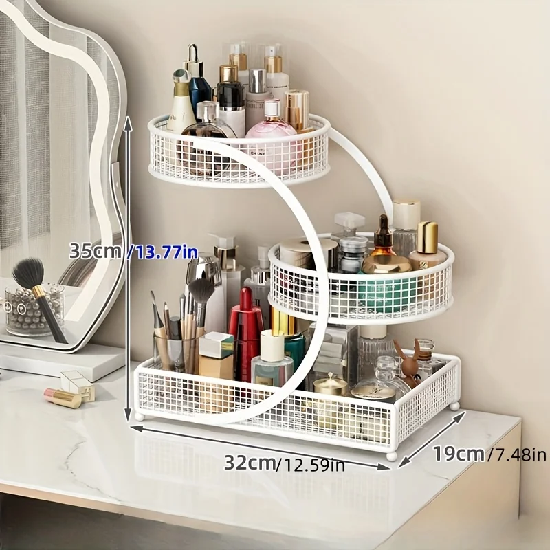 1pc Varnished Metal Cosmetic Organizer - Lightweight, No-Installation Makeup Storage Rack | Modern Vanity Countertop Shelf 4