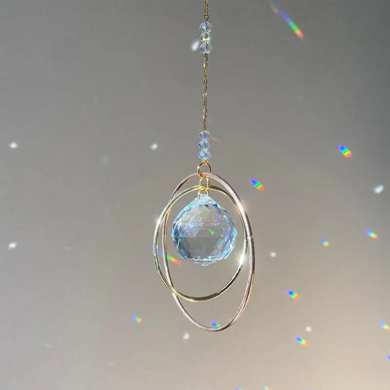 Crystals Wind Chime Suncatcher Golden Butterfly Pendant Rainbow Prism Stained Glass Ornament Chakras Crafts Home Garden Decor sun catcher sun catchers