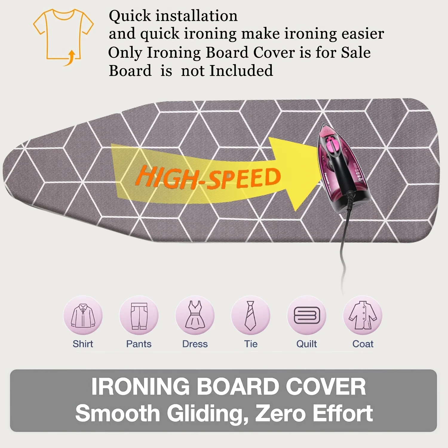 Premium Heavy-Duty Ironing Board Cover with Thick Scorch-Resistant Padding, Full-Size Polyester Fabric
