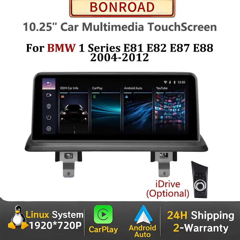 Pantalla de radio para coche de 10.25'' con CarPlay inalámbrico y Android Auto para BMW Serie 1 E81 E82 E87 E88 con sistema CCC CIC, pantalla táctil multimedia. 1
