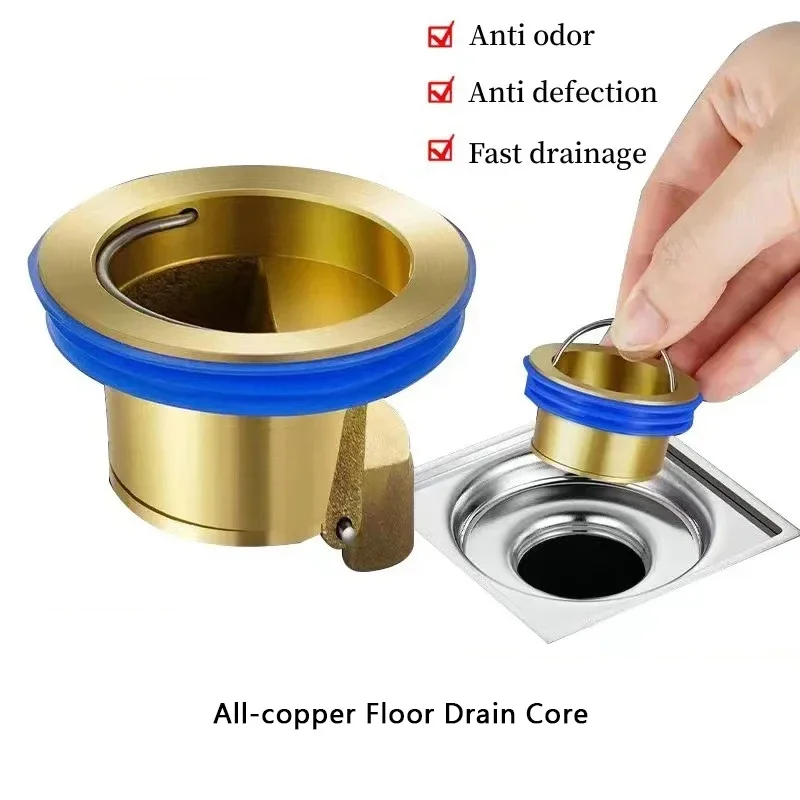 Floor Drain Core All Copper Odor Proof Drain Guard Sewer Backflow Preventer Deodorization Plug Hair Stopper
