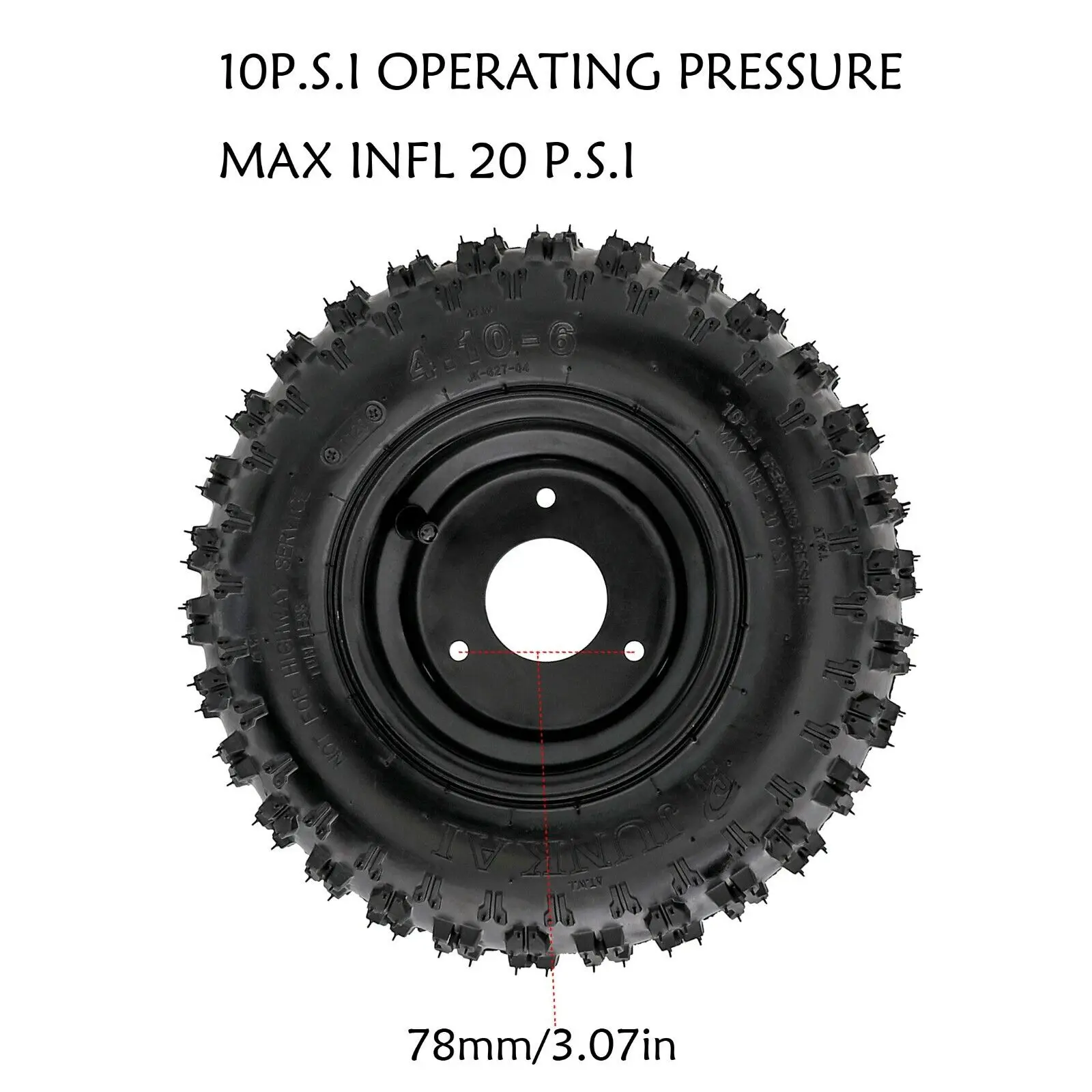 4.10-6 Pneumatico Go Kart 3 Perno Cerchione Per Drift Trike Buggy Atv Quad Minibike Scooter Neve Moto