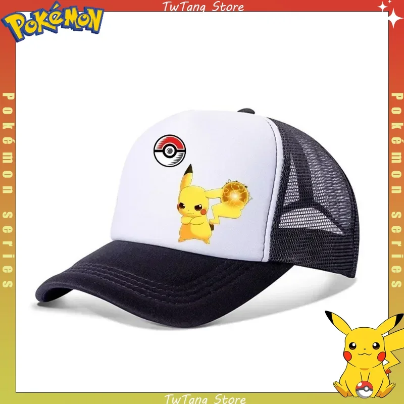 Pokemon Pikachu Kid Baseball Cap Boys Girls Outdoor Sports Summer Sunhat Casual Cartoon Vent Mesh Cap Students Gifts Pikachu Hat 5