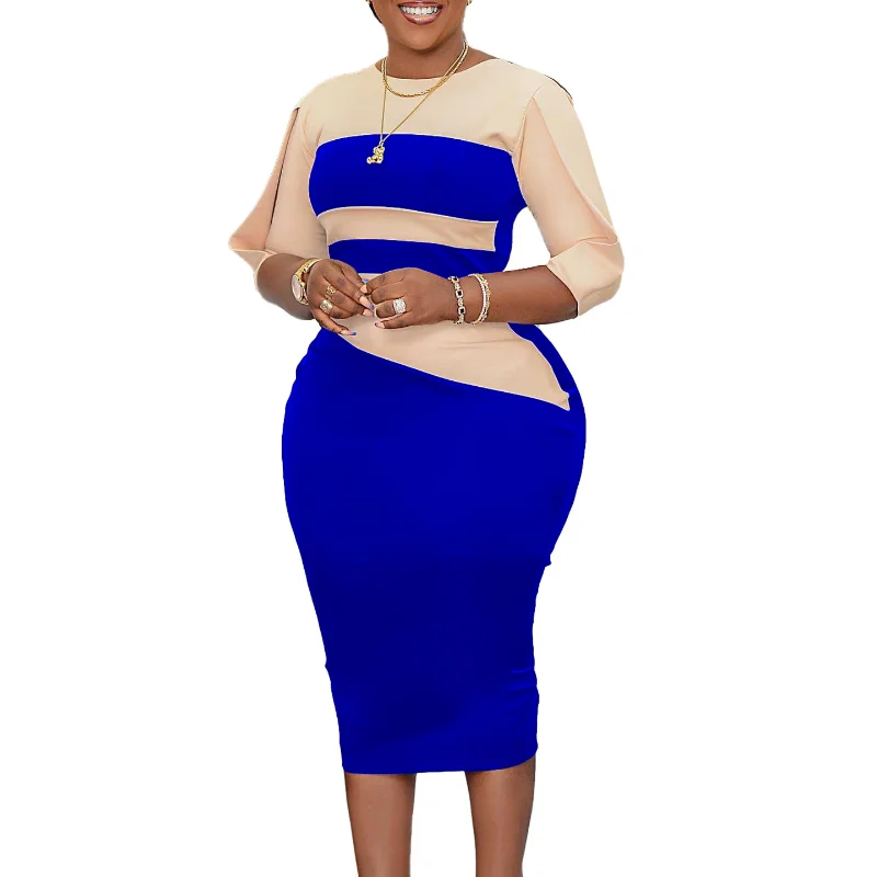 

2023 Summer Midi Dress African Dresses for Women Sexy Daily Vestidos Elegant Long Bodycon Dress Fashion Patchwork Robes Femmes