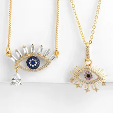 

Turkish Blue Eye Necklace Creative Fashion Trendsetter Shiny Full Diamond Zircon Necklace