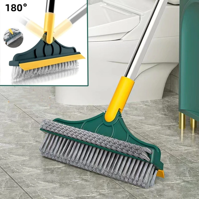 Floor Scrub Brush with 150cm Telescopic Long Handle,2 in 1 Scrape