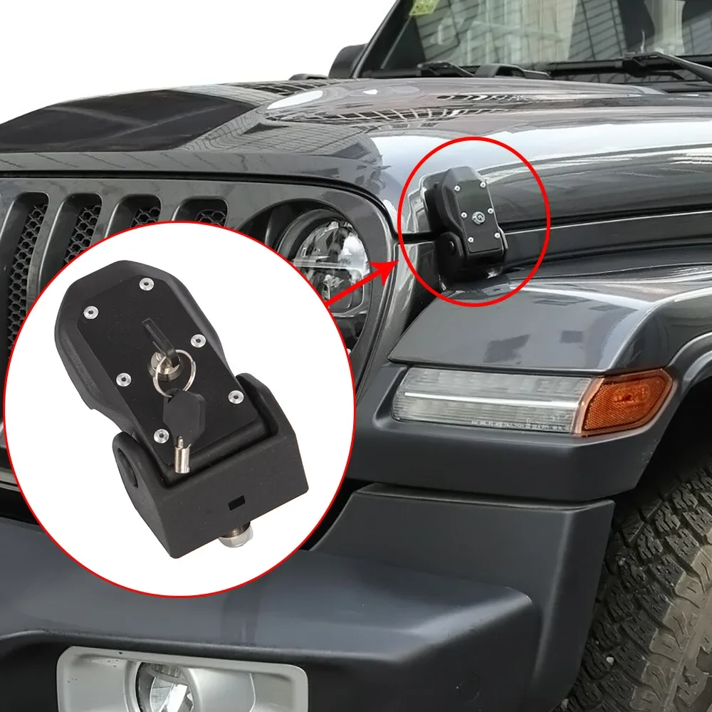

Key Cover Lock with Hasp Hood Lock Black Plastic Car Key Auto Accessories Car Lock System for 2018 Jeep Wrangler JL