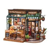 Robotime Rolife DIY Miniature House Kit Tipsy Restaurant Desk Bookshelf Decoration for Adults Gift Idea For Girls Boys Kids 1