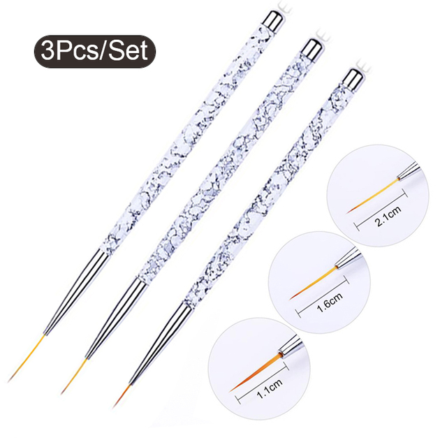 Acrylic French Stripe Nail Art Liner Brush Set 3D Tips Manicuring Ultra-thin Line Drawing Pen UV Gel Brushes Painting Tools