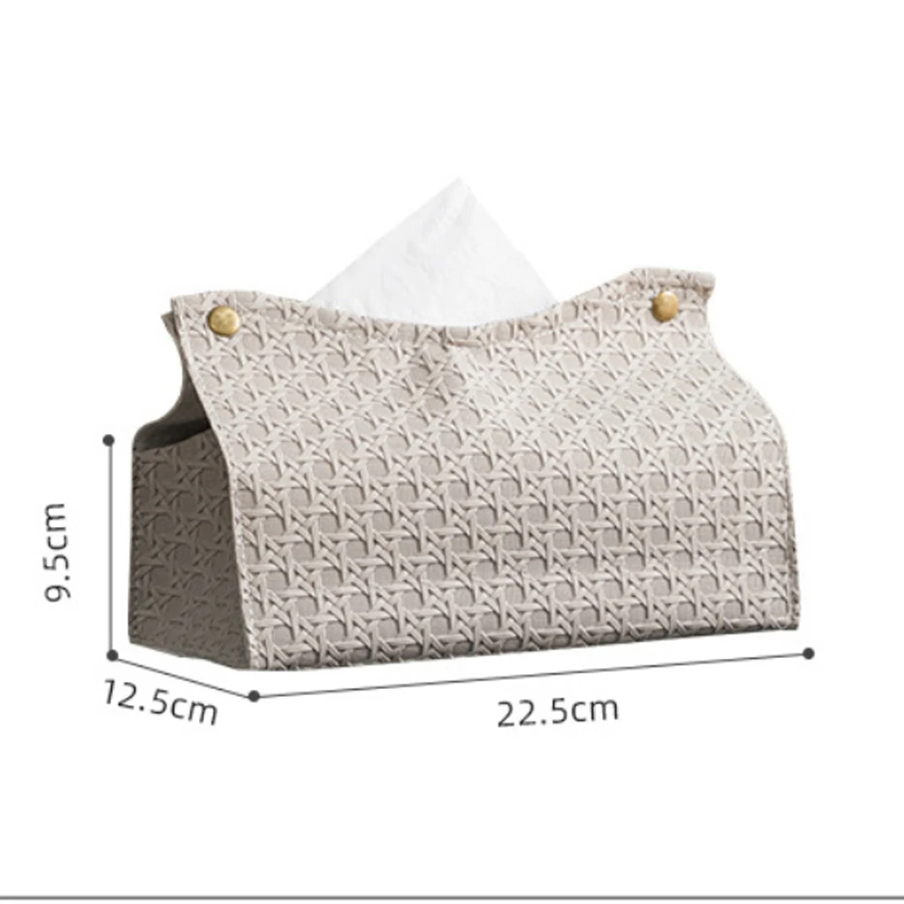 Leather Tissue Box Household Living Room Tea Table PU Rattan Leather Tissue Box Kitchen Desktop Nordic Napkin Holder Storage Box 6
