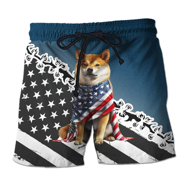 Funny Shiba Inu Graphic Beach Short Fashion Summer 3D Cute Dog Printed Holiday Vacation Swim Trunks Loose Streetwear Short Pants 3