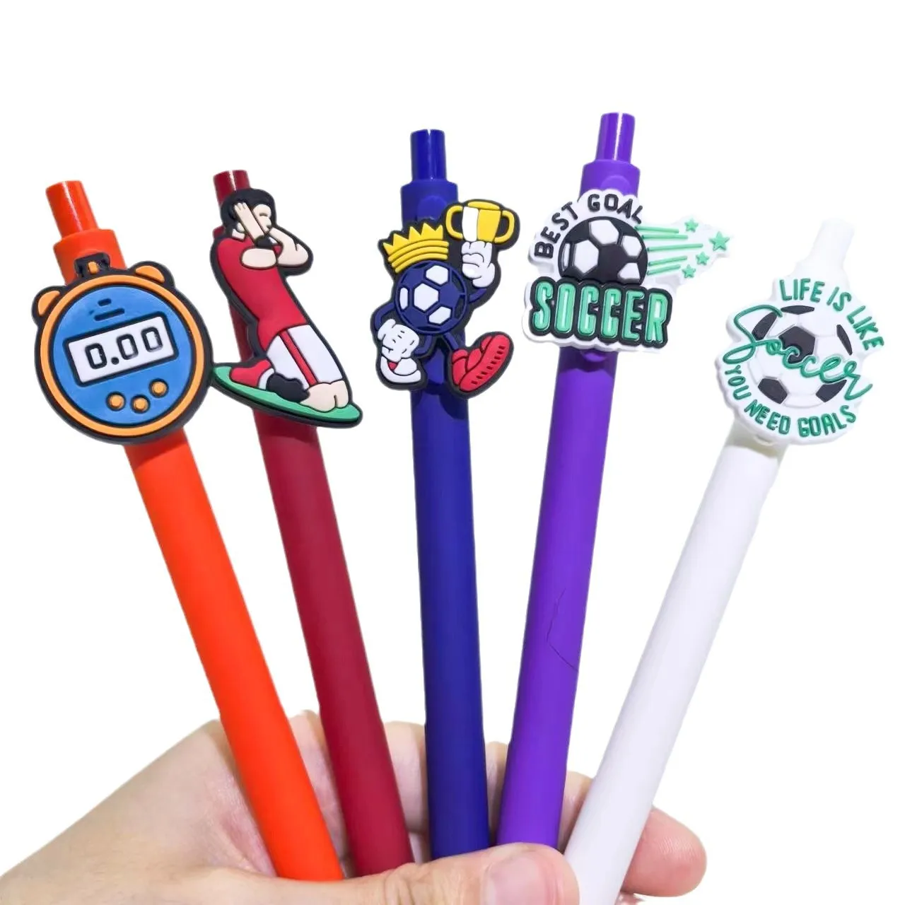 10PCS football soft patch neutral pen, sports series patch pen, creative stationery gift ballpoint pen, random style 6