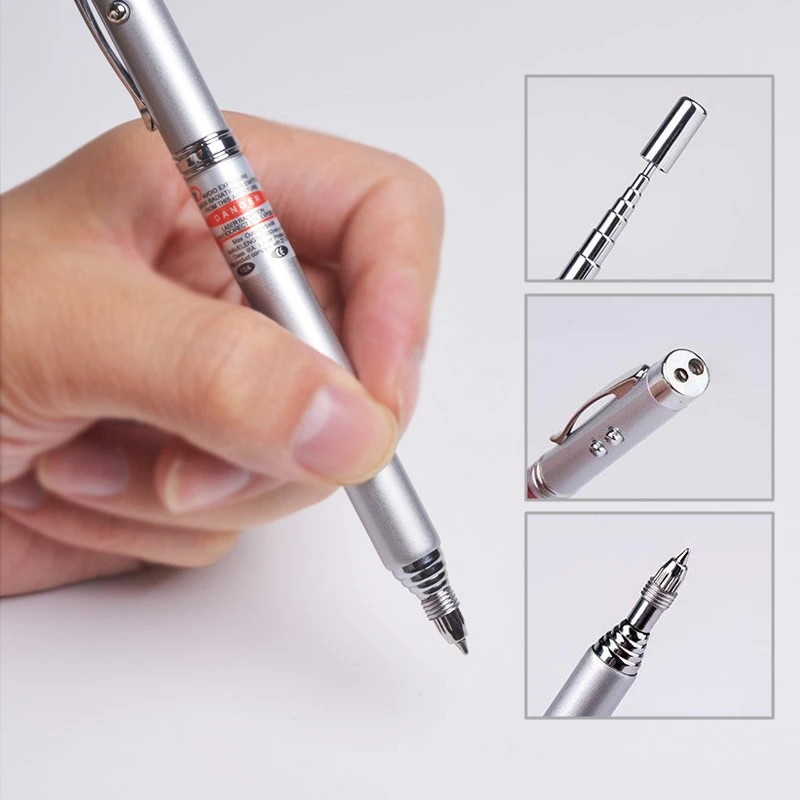 Zaklampen uitdrukken dubbele Laser Pointer Ballpoint Pen | Pointer Writing Teachers | Telescopic Pen  Pointer - 4 1 - Aliexpress