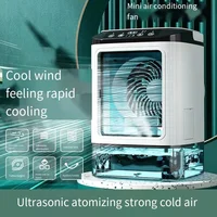 Ventilateur de climatisation portable USB, mini ventilateur de bureau à 3 vitesses, lampe de nuit LED, refroidisseur d'air pour la maison, le bureau, le camping 3