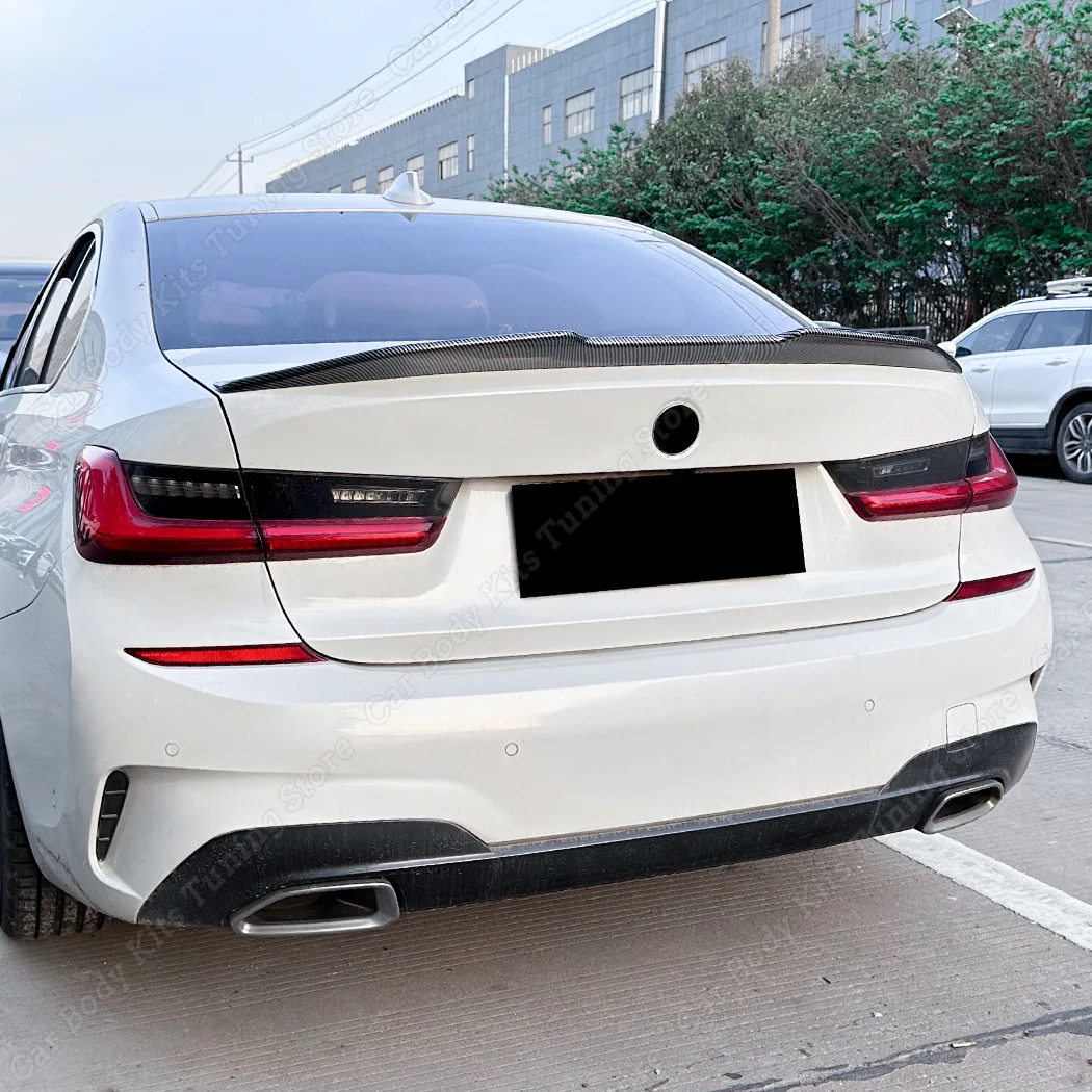 PSM 스타일 리어 스포일러 윙, BMW 3 시리즈 G20 320i 330i 2019-2024 + 자동차 트렁크 테일 익스텐션 스플리터 립 튜닝 글로스 블랙