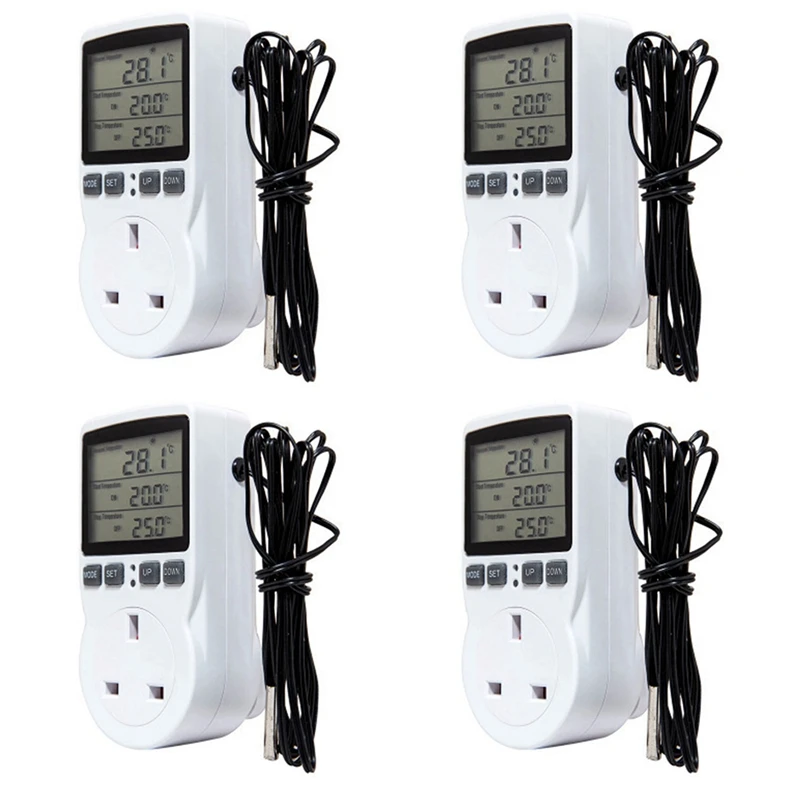 4x-digital-temperature-controller-thermostat-outlet-socket-plug-heating-cooling-timer-for-homebrew-greenhouse-uk-plug