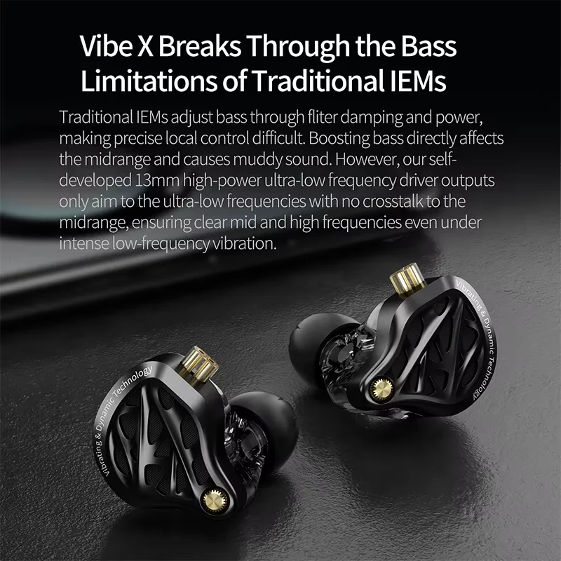 새로운 KZ Vibe X 저주파 진동 이어버드 HiFi 딥 베이스 헤드셋 스테레오 사운드 인이어 이어폰 (음악, 게임용) 고품질
