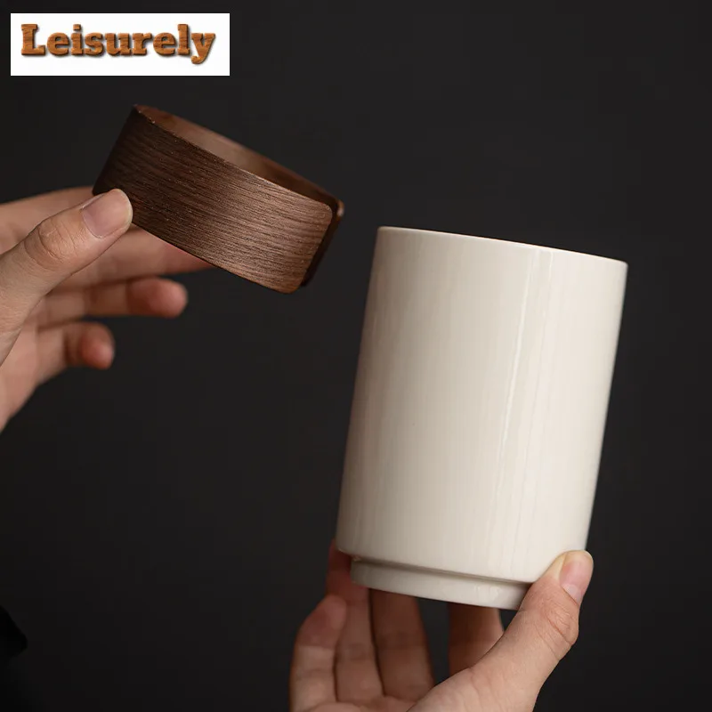 360ML Retro Grass Ash Ceramic Coffee Cup Large Capacity Buckle Waist Mug Household Personal Water Jug Master Teajug Drinking