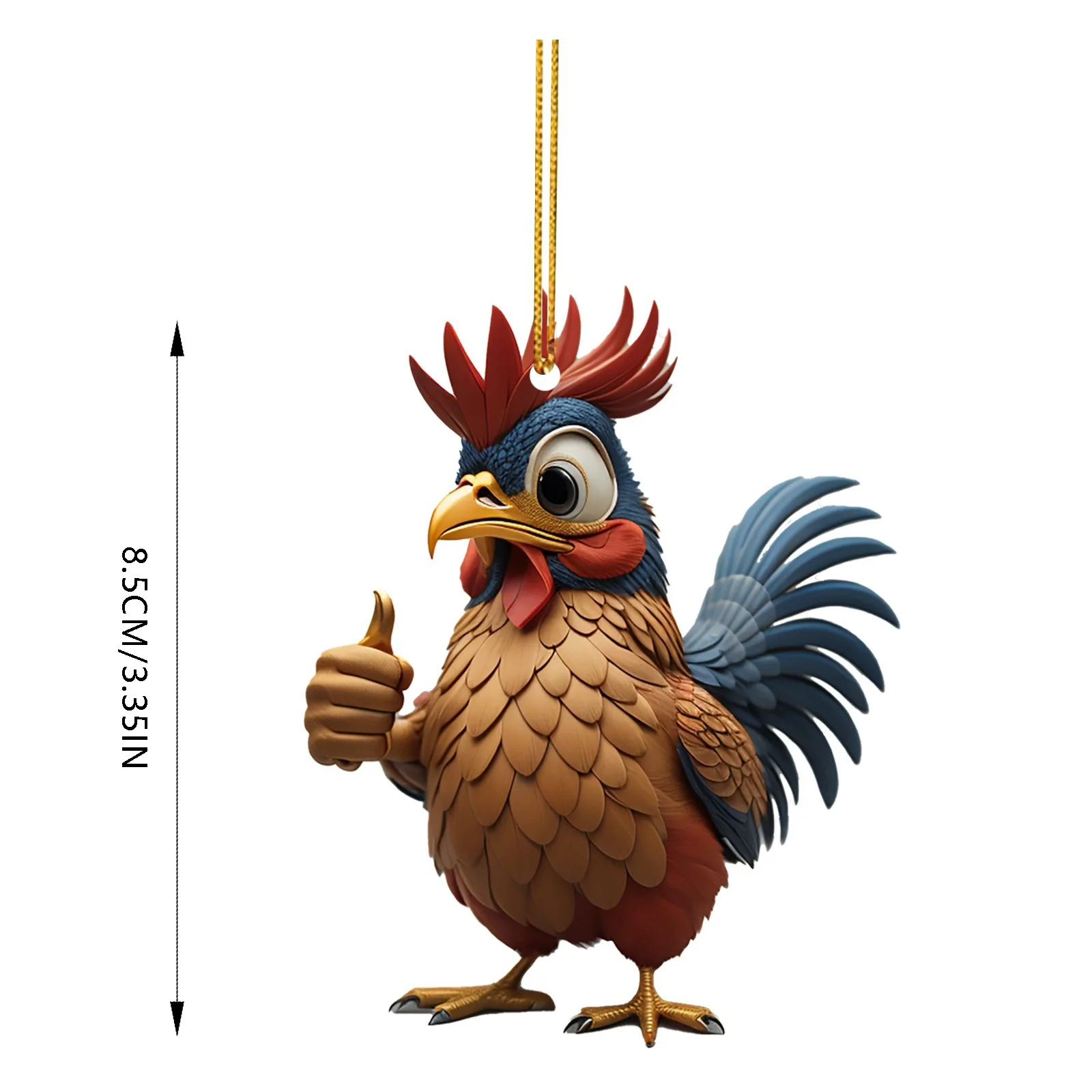 galinha Natal – Acrílico desenho 2D fofo galo Natal, pingente carro,  enfeite engraçado galo, decoração galo Natal para amantes galinhas e salas  Youyan