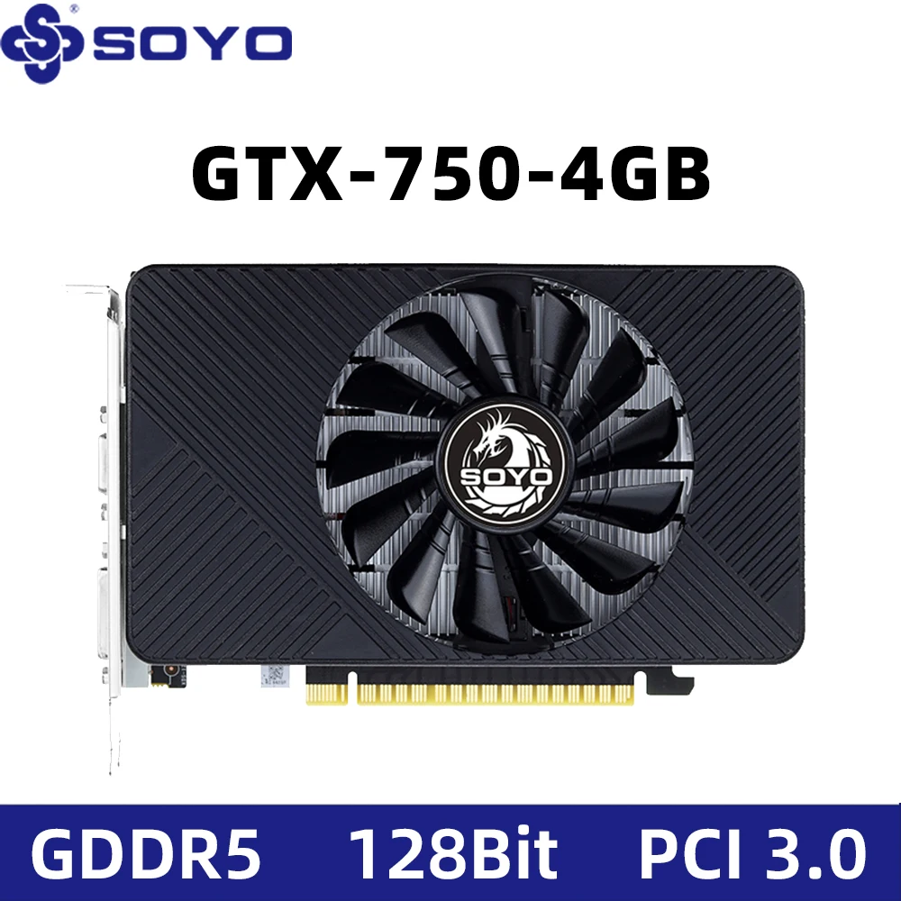 SOYO NOWA Karta Graficzna NVIDIA GPU GTX 750Ti 4G GDDR5 128Bit 28nm PCI-E 3.0 Karta Graficzna Komputer Stacjonarny Biuro Komponent Komputerowy GTX750Ti