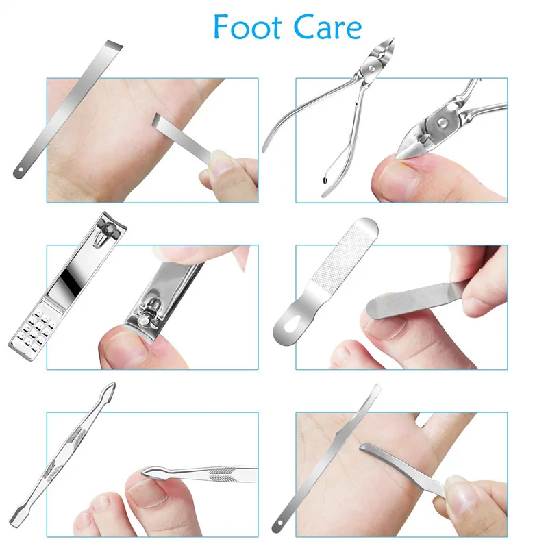 Manicure Set 19 pcs Full Function Professional Stainless Steel Pedicure With Portable Case Gift