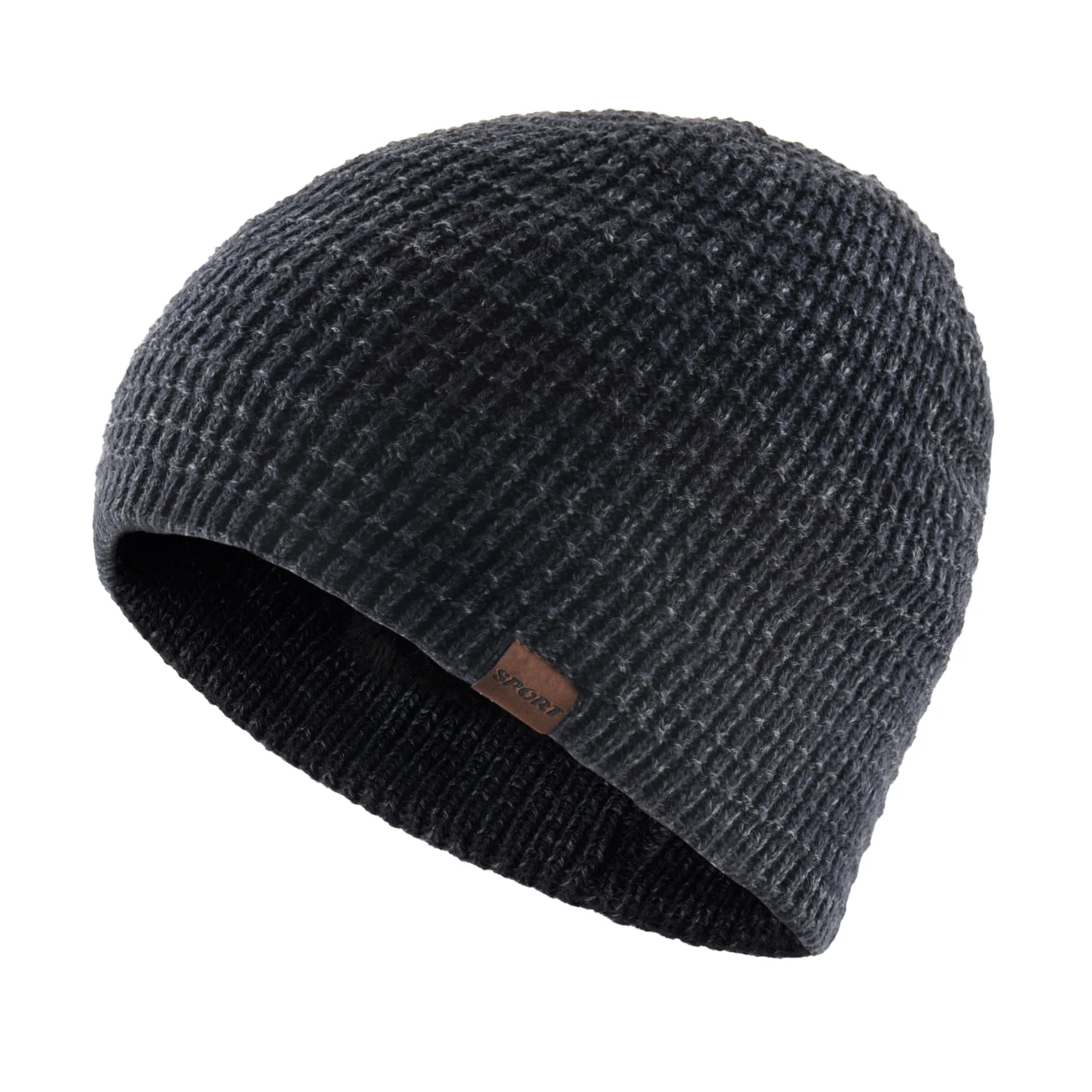 Winter Warm Skullies Beanie Men Thermal Multi-colored Knitted Minimalist Hat Thick Double-Layer Fleece Lined Skull Cap