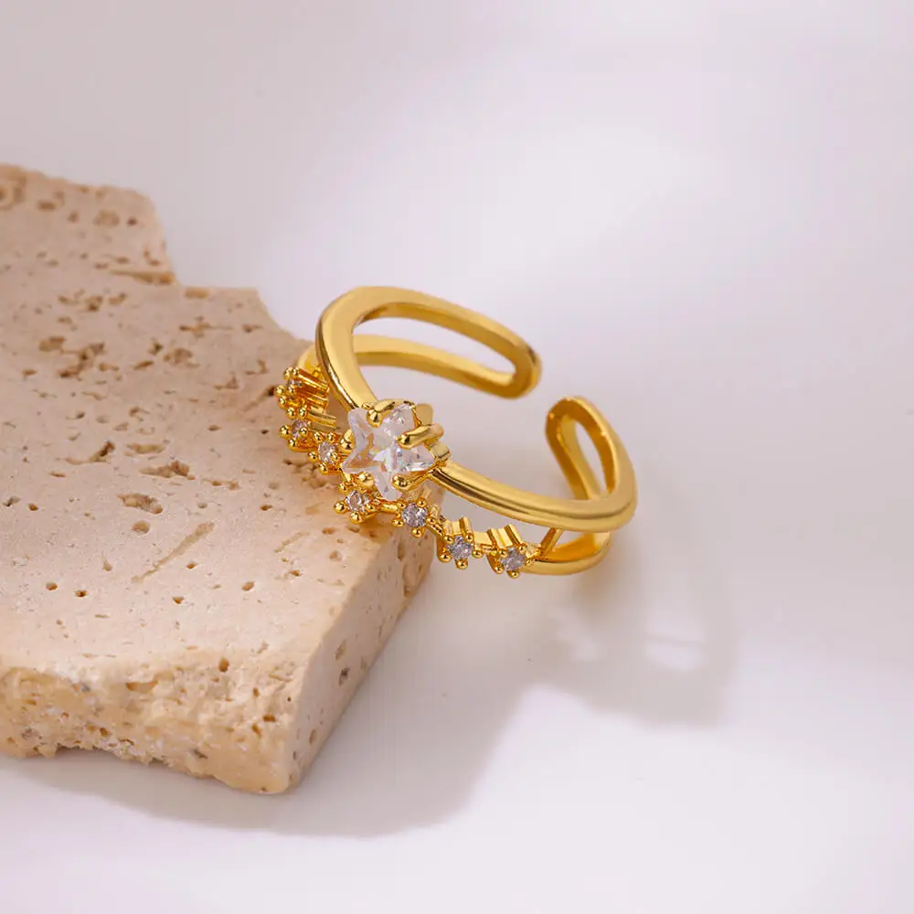 White Zircon Star Rings For Women